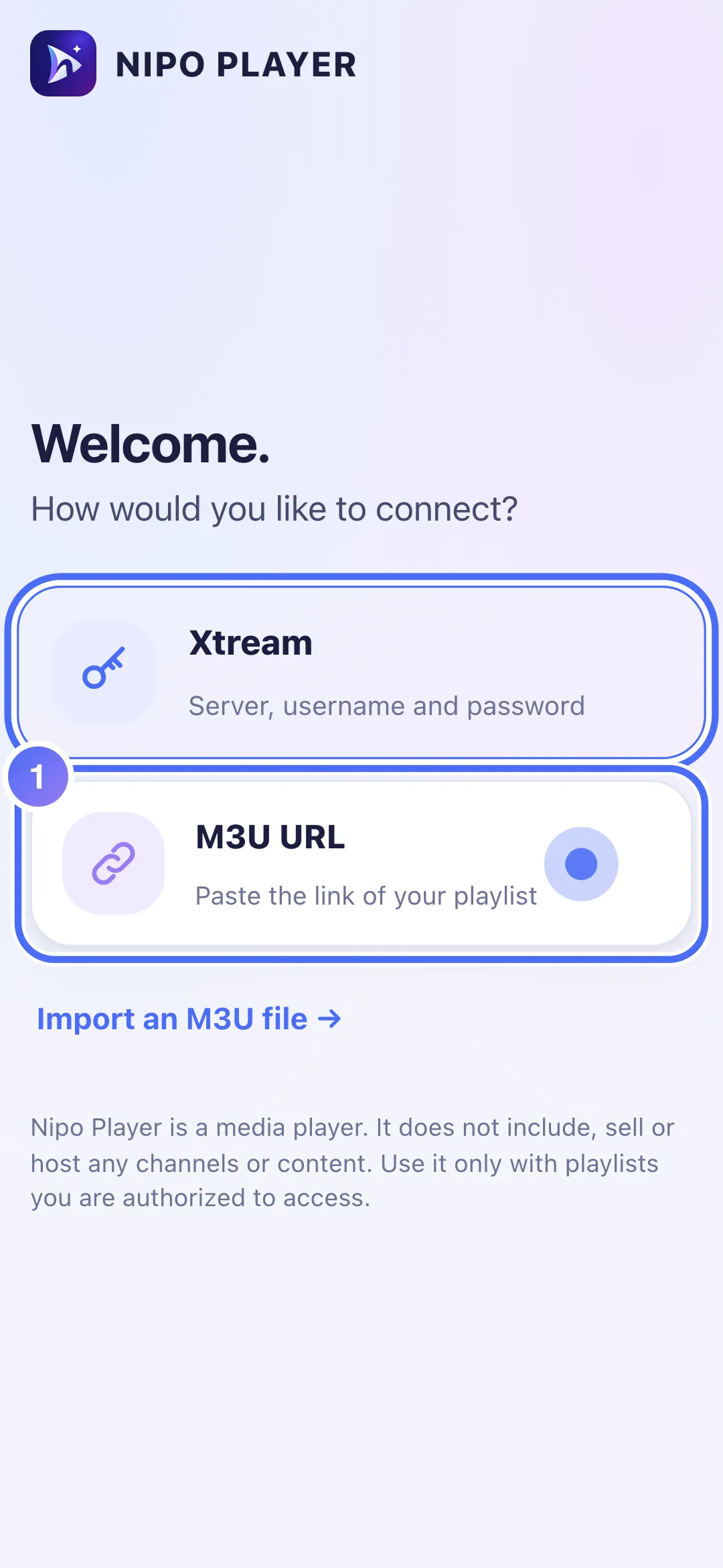 The “How would you like to connect?” screen on the phone