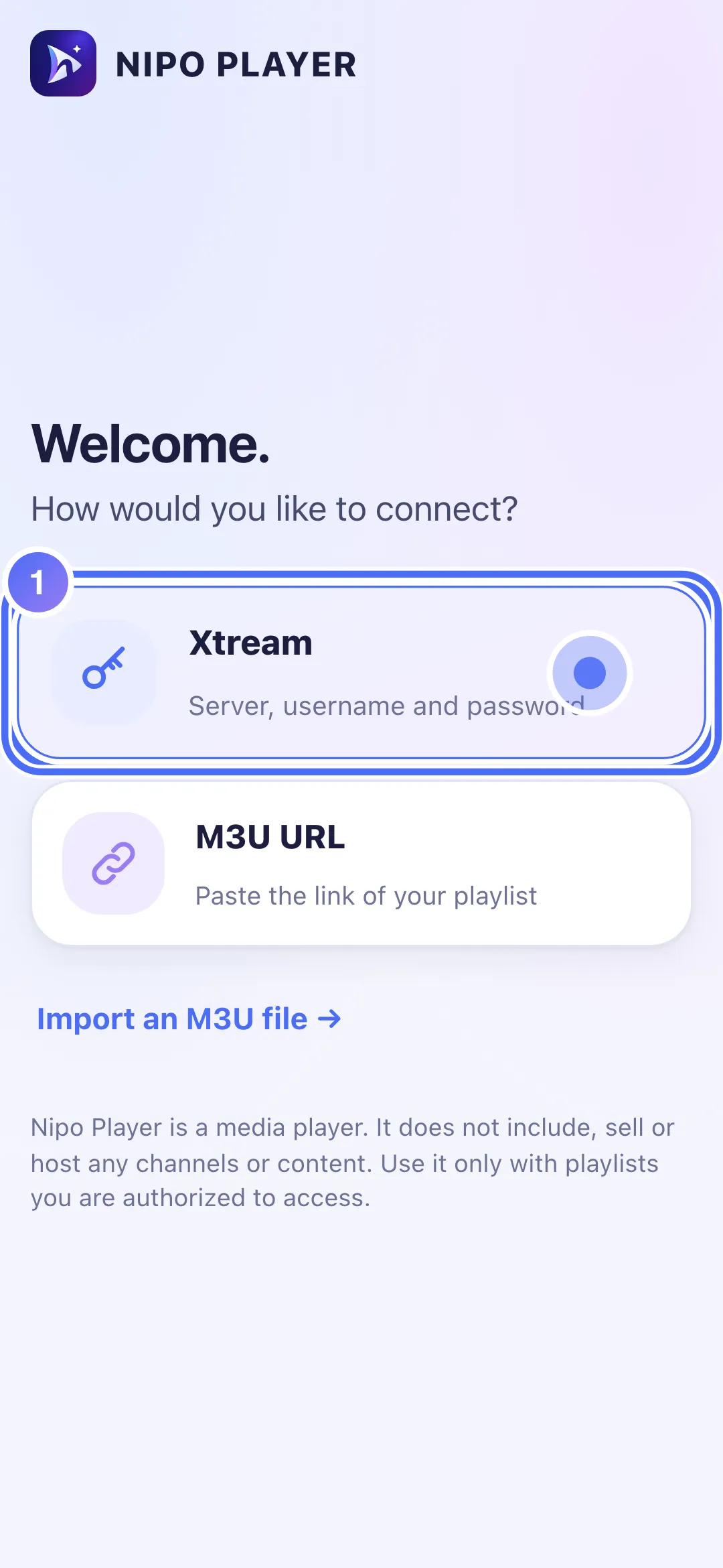 The “How would you like to connect?” screen on the phone