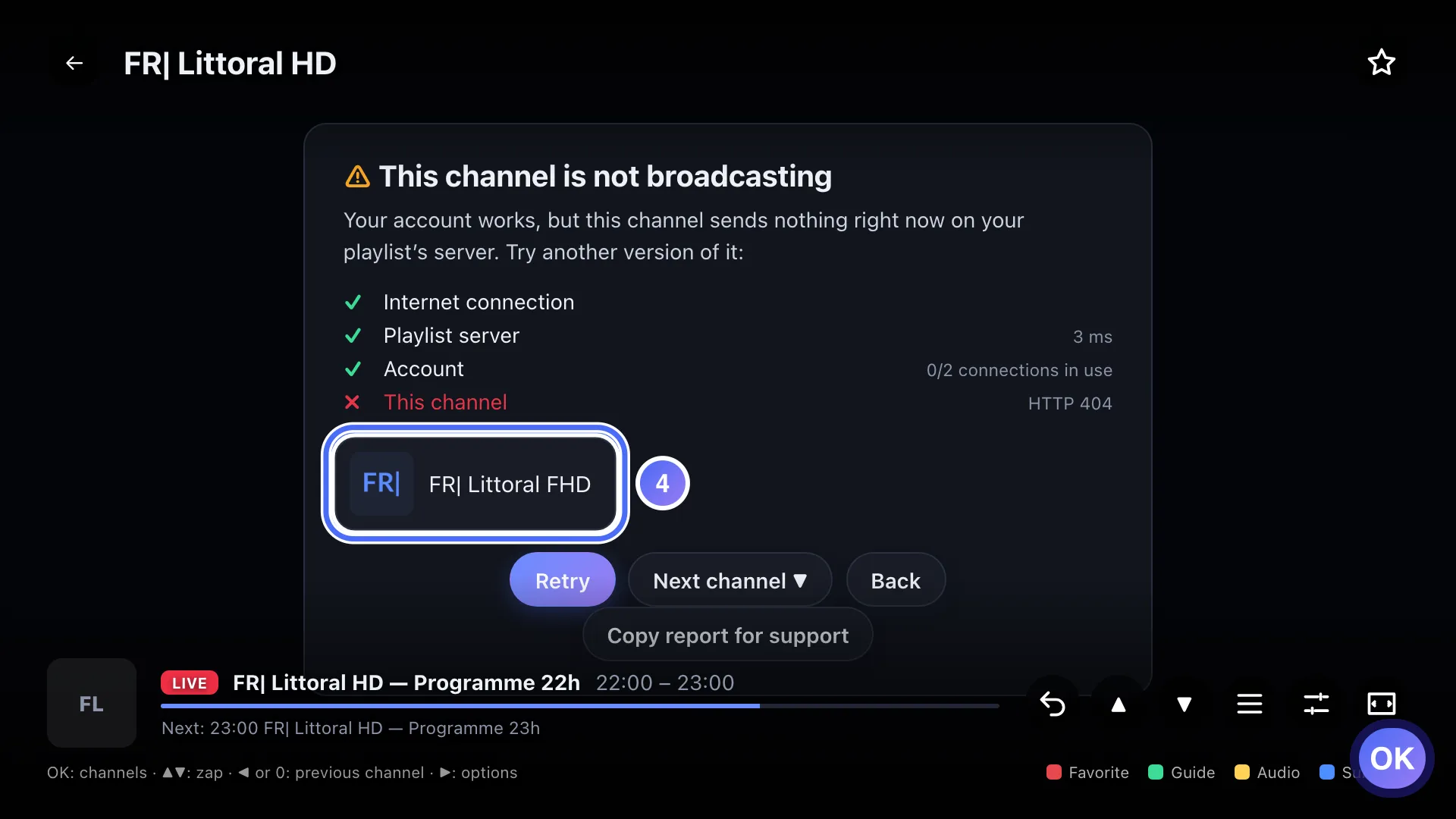 Diagnosis panel, another version of the channel suggested