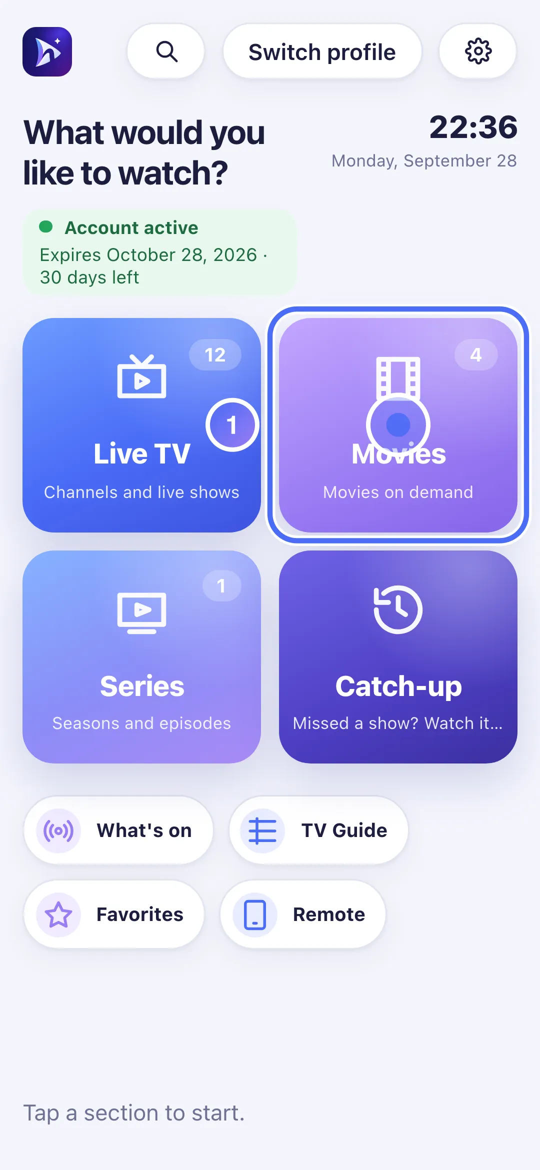 Nipo Player Home on phone, Movies door