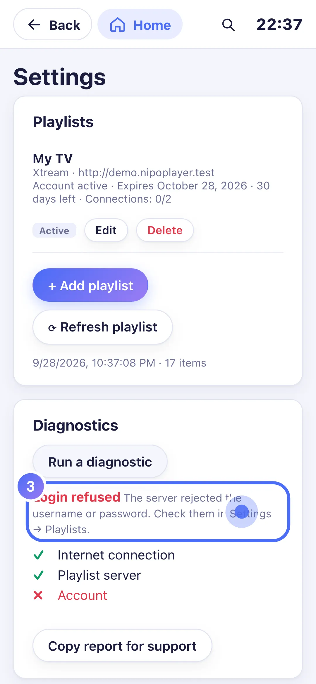 Diagnosis result: Login refused