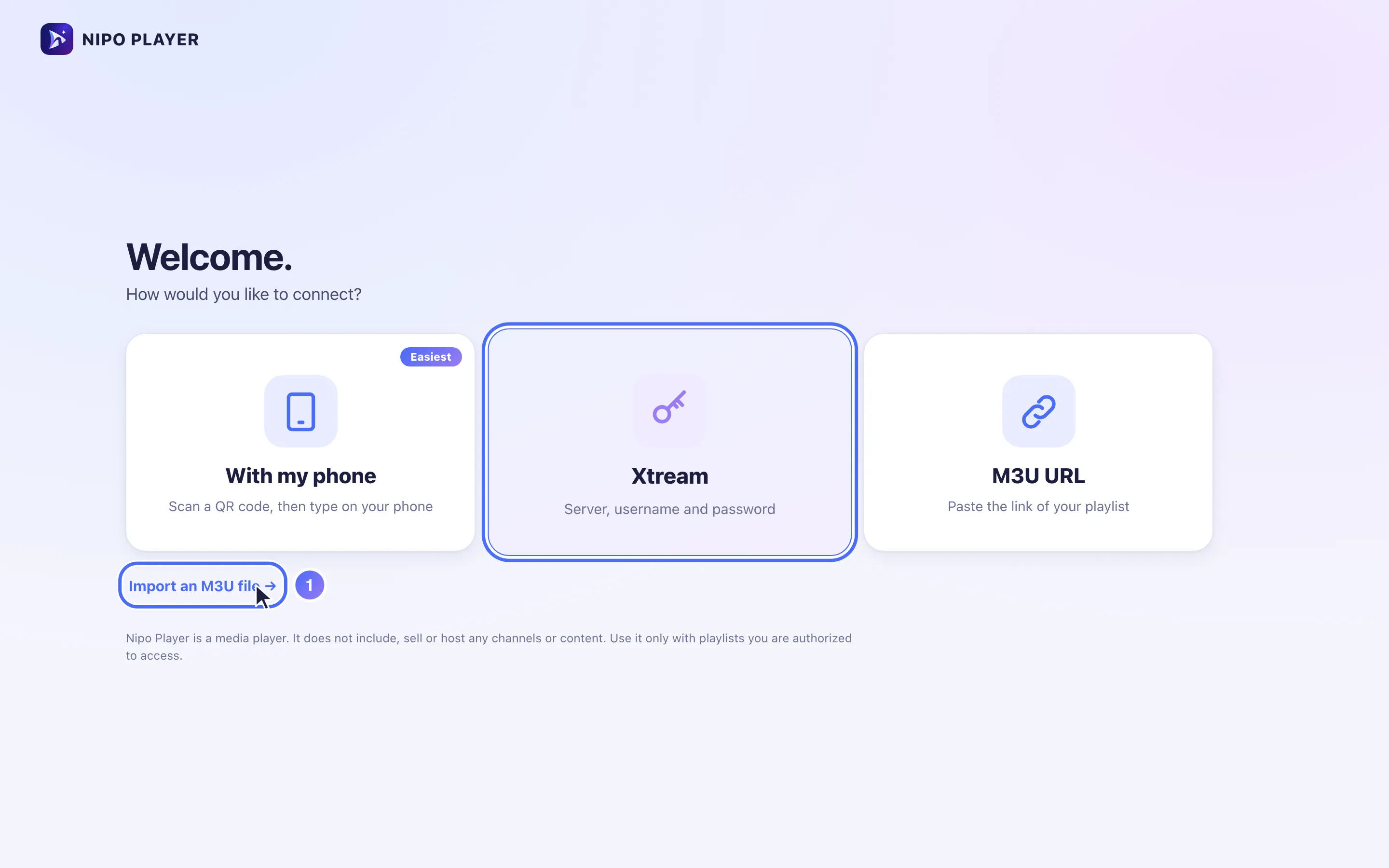 The “How would you like to connect?” screen on the computer