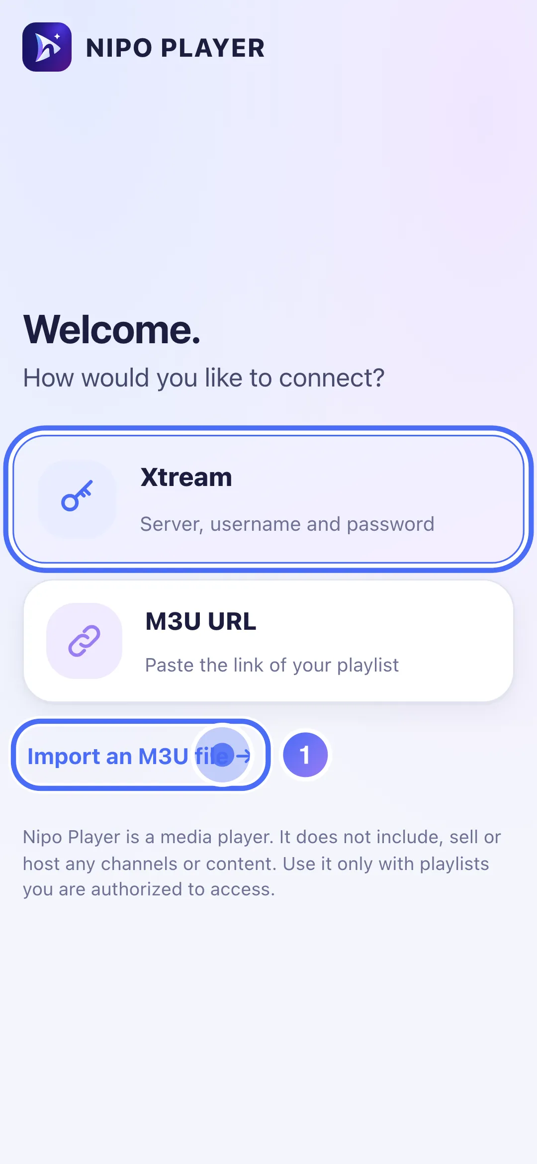 The “How would you like to connect?” screen on the phone