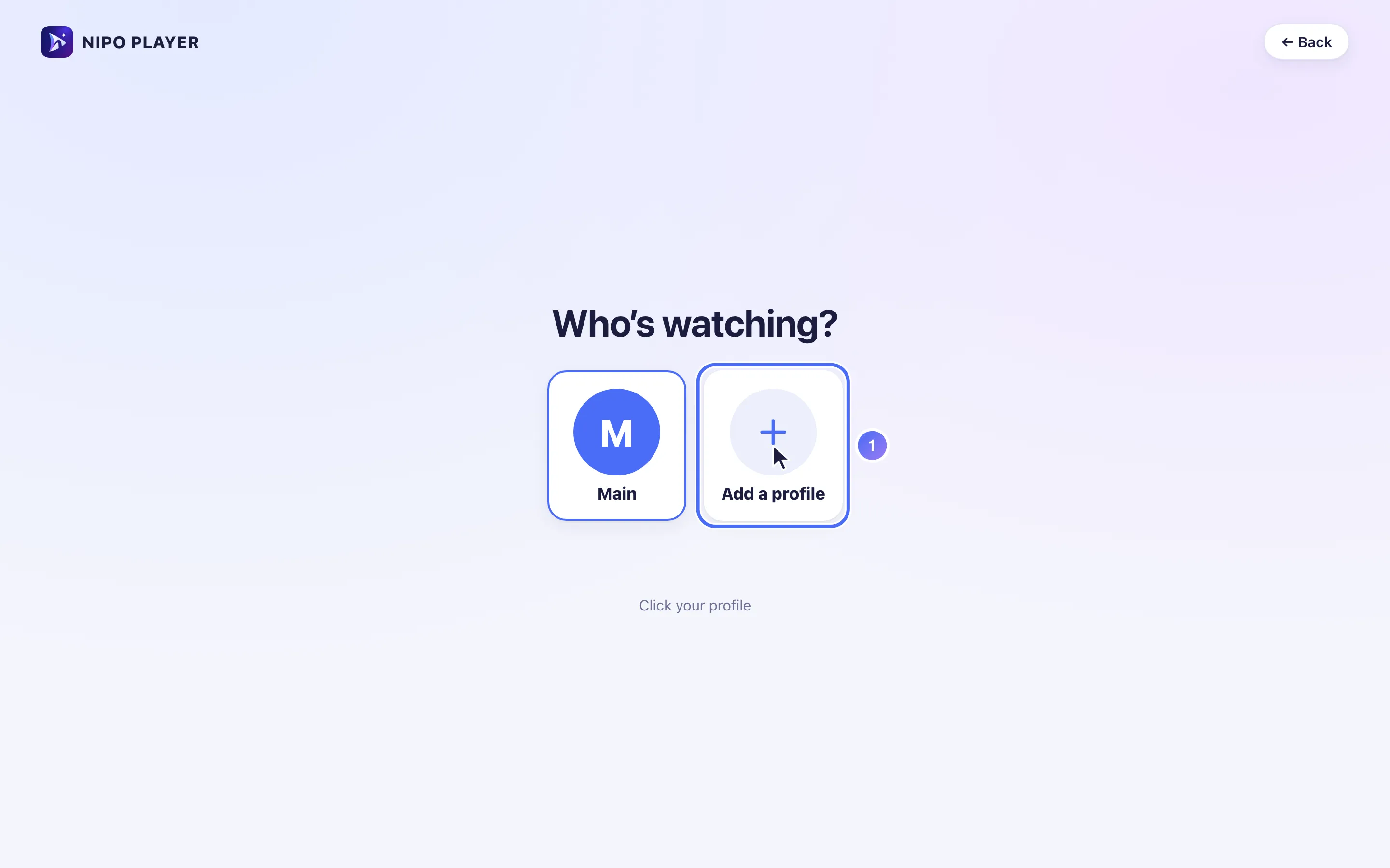 Who’s watching? screen, the Add a profile tile