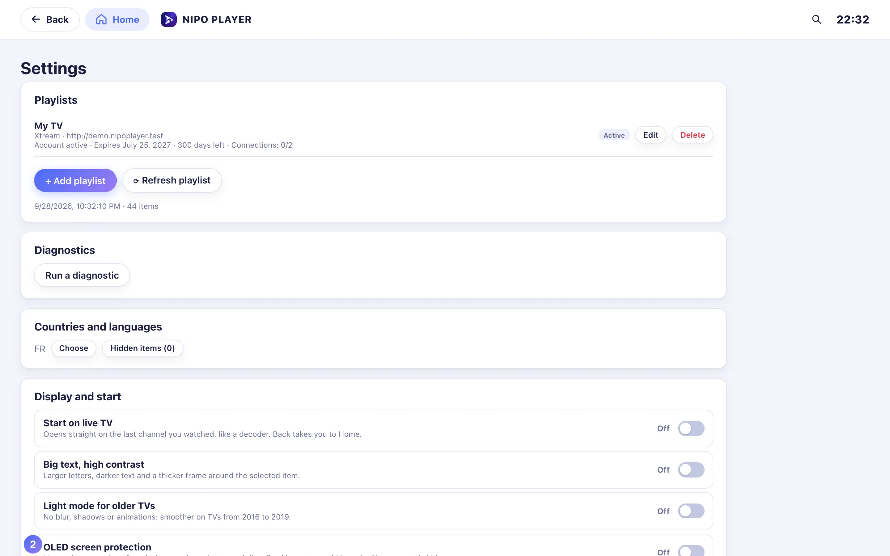 Settings, Parental control group