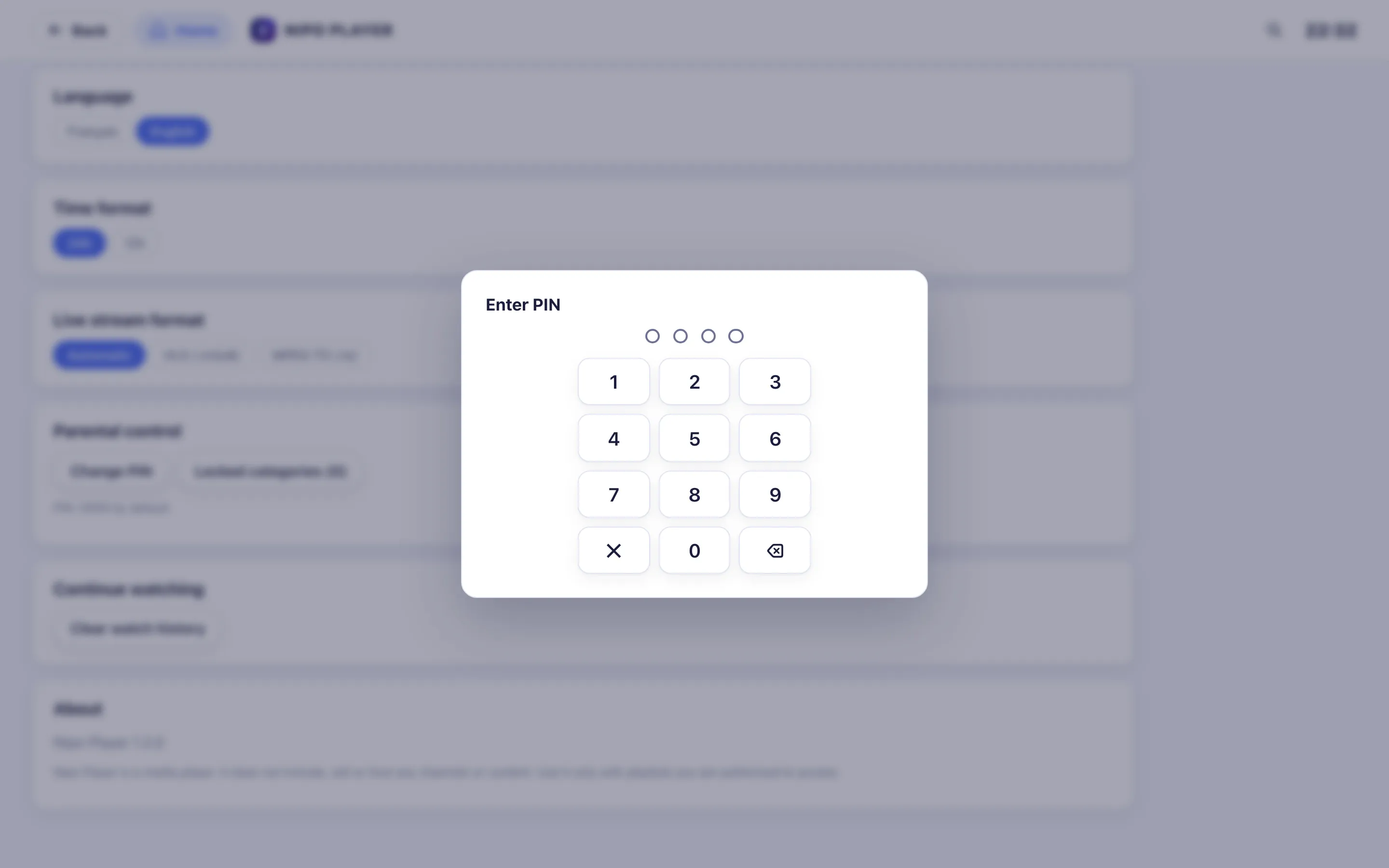 The PIN entry keypad
