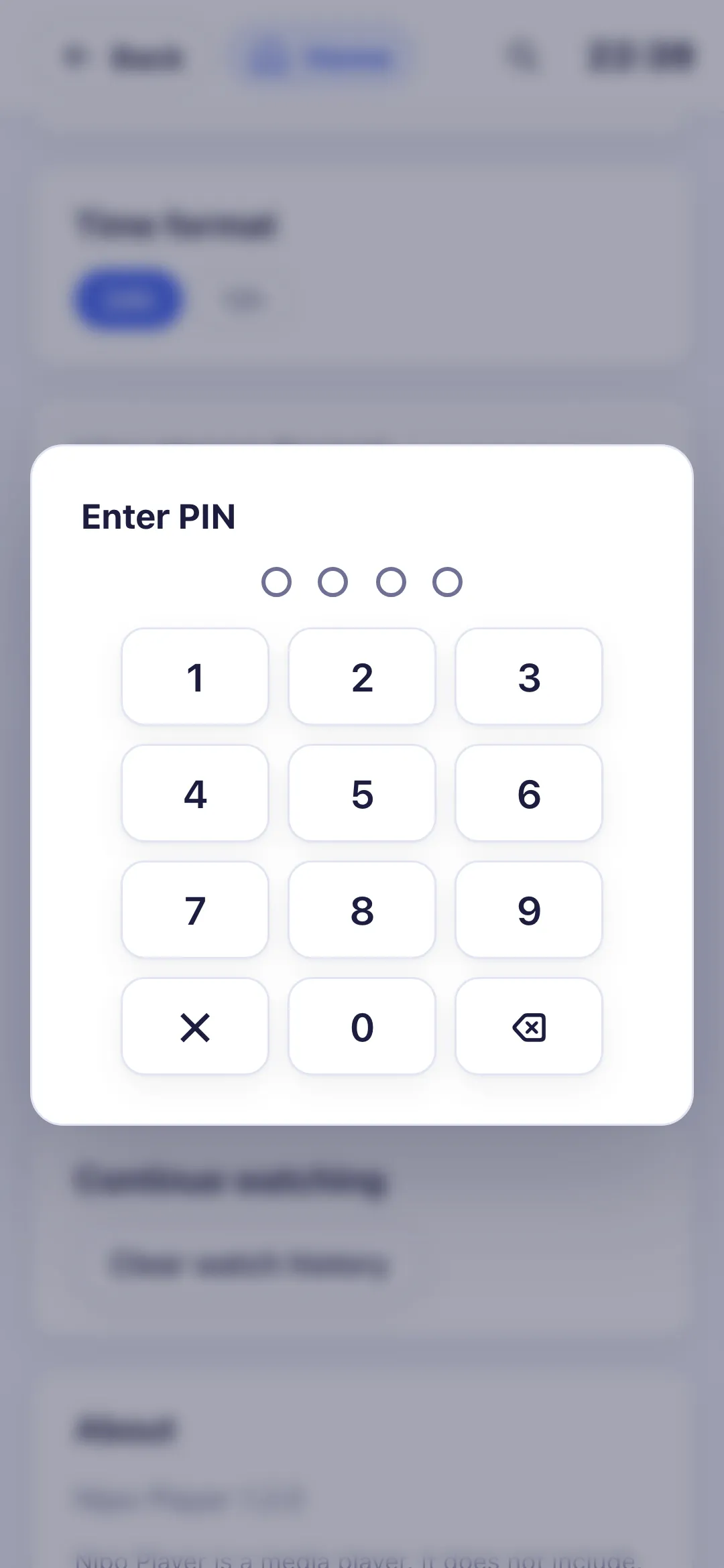 The PIN entry keypad