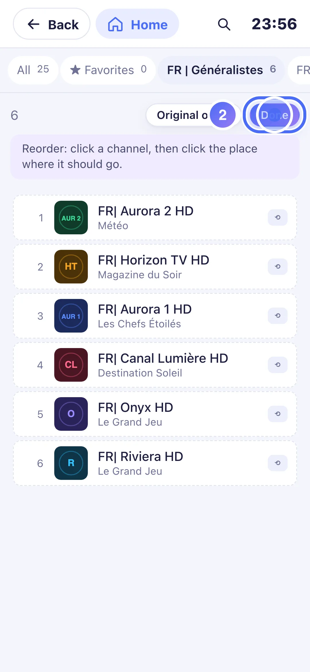 Channel list, the channel moved to a new spot