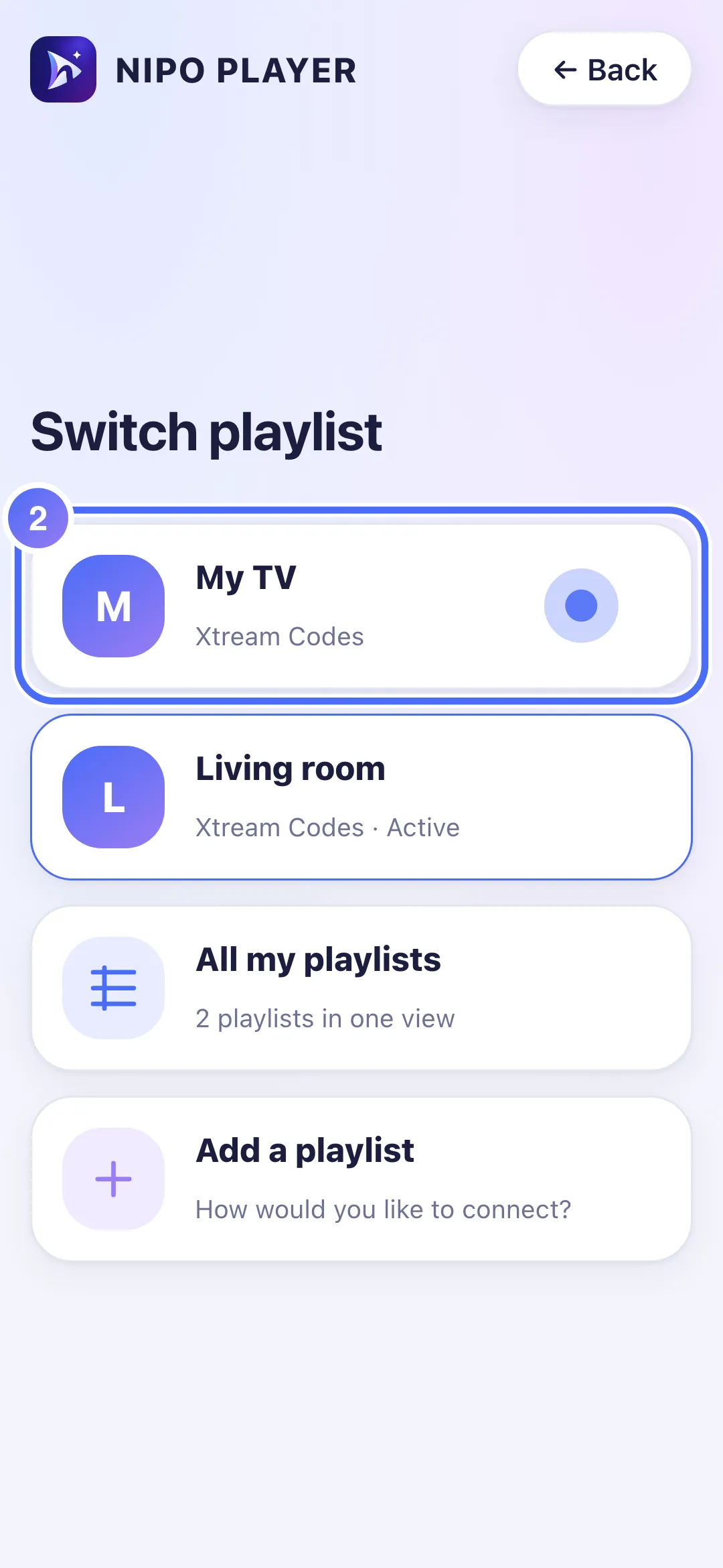 Switch playlist, another playlist is offered