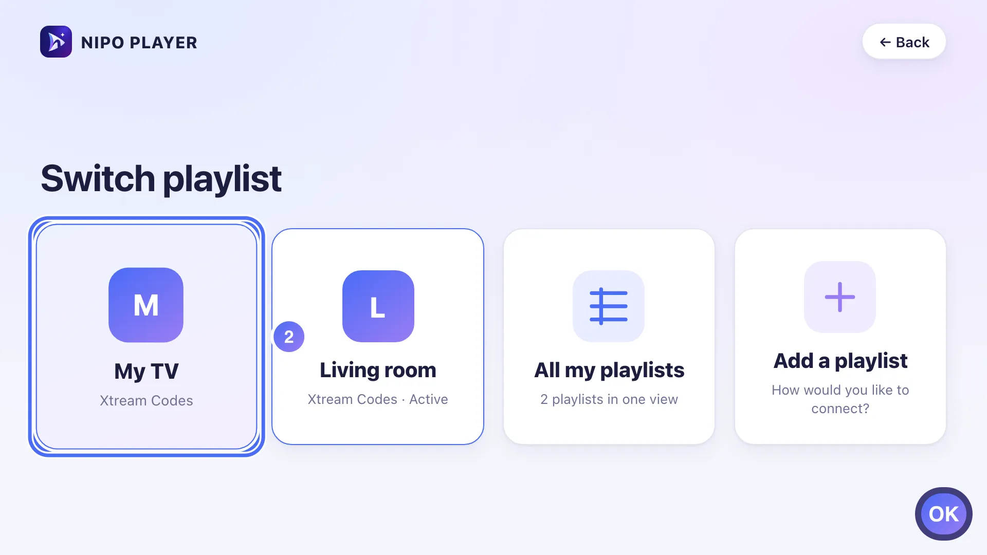 Switch playlist, another playlist is selected
