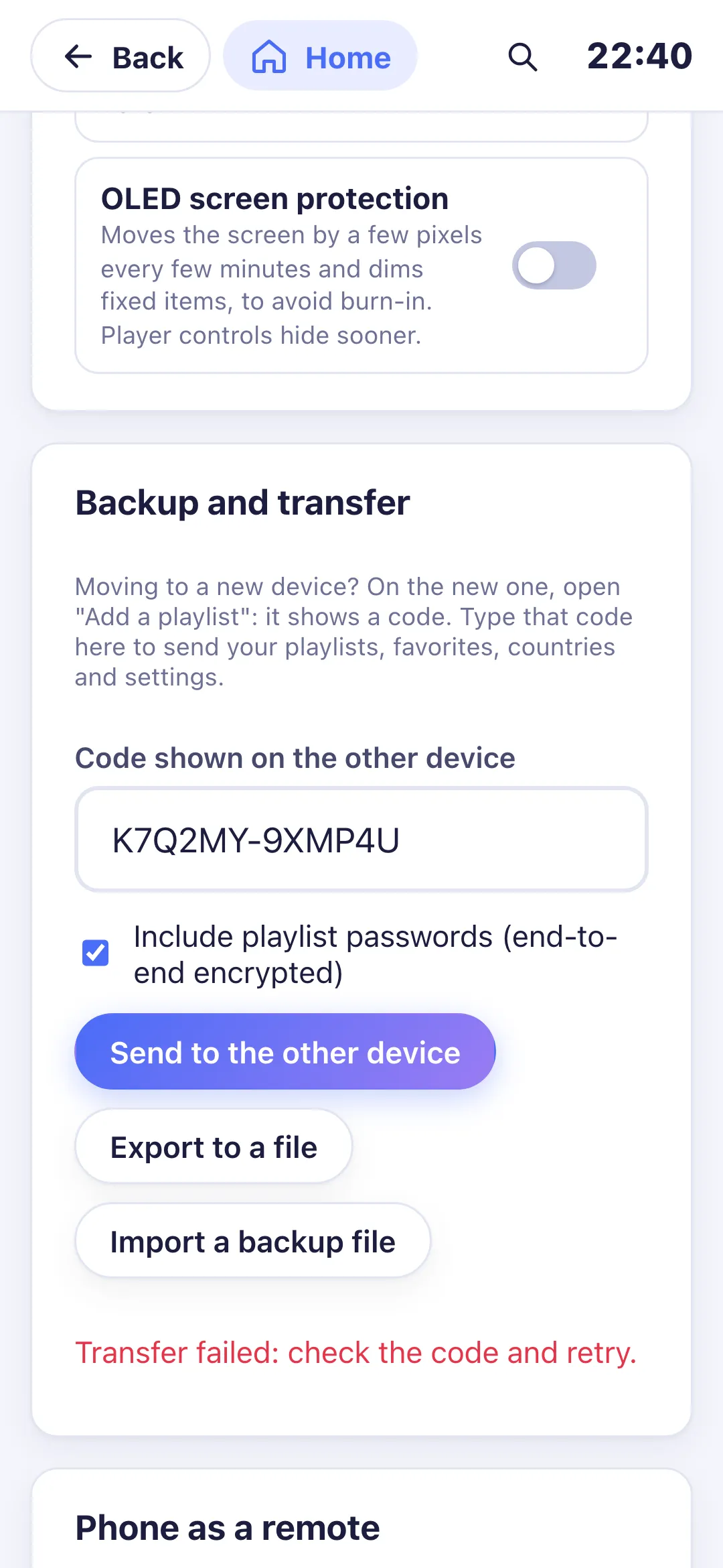 The “sending” message towards the other device