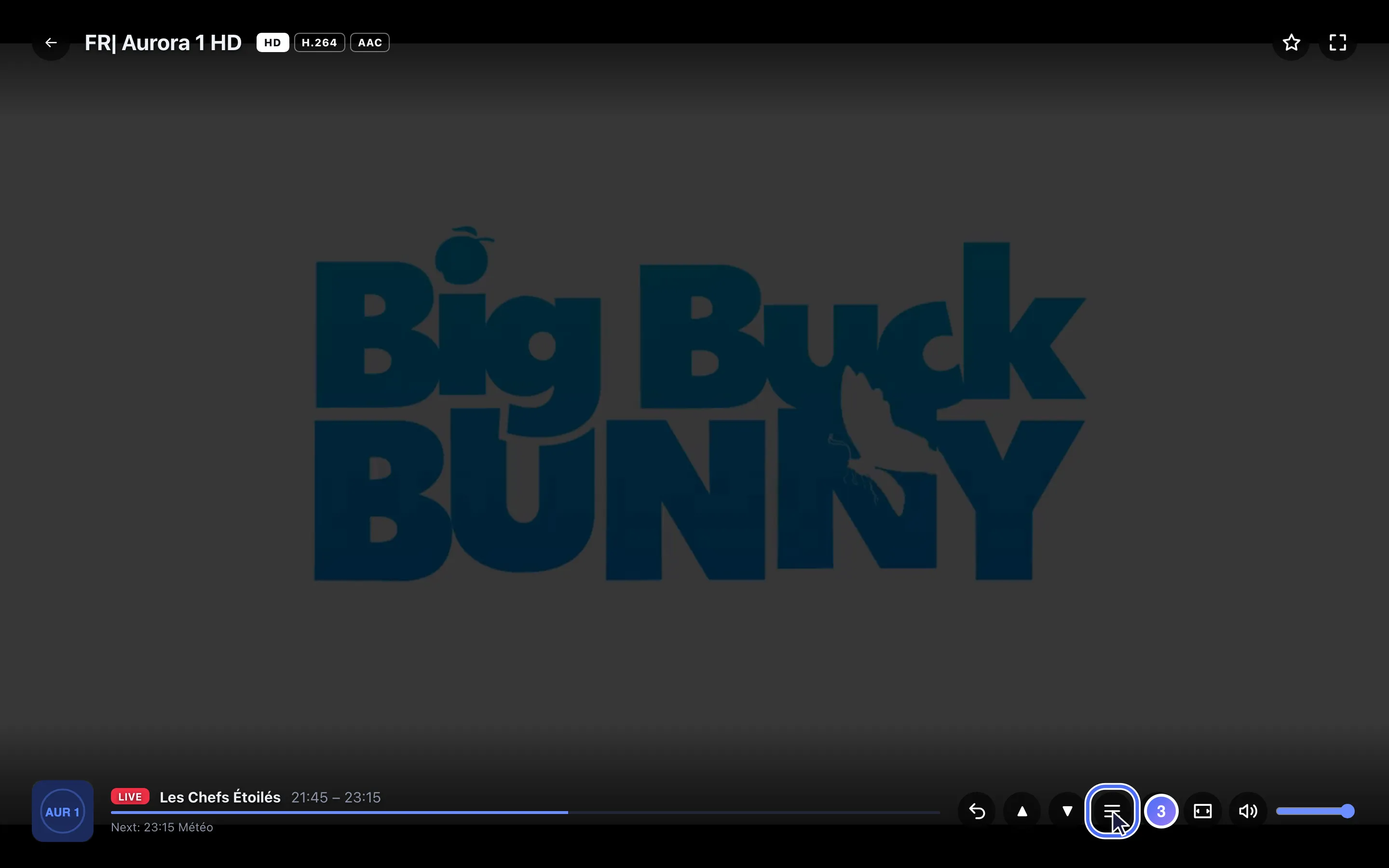 The live player with the Channels icon