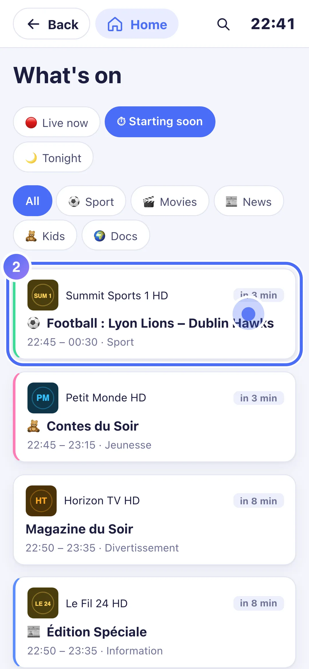 The list of upcoming programmes