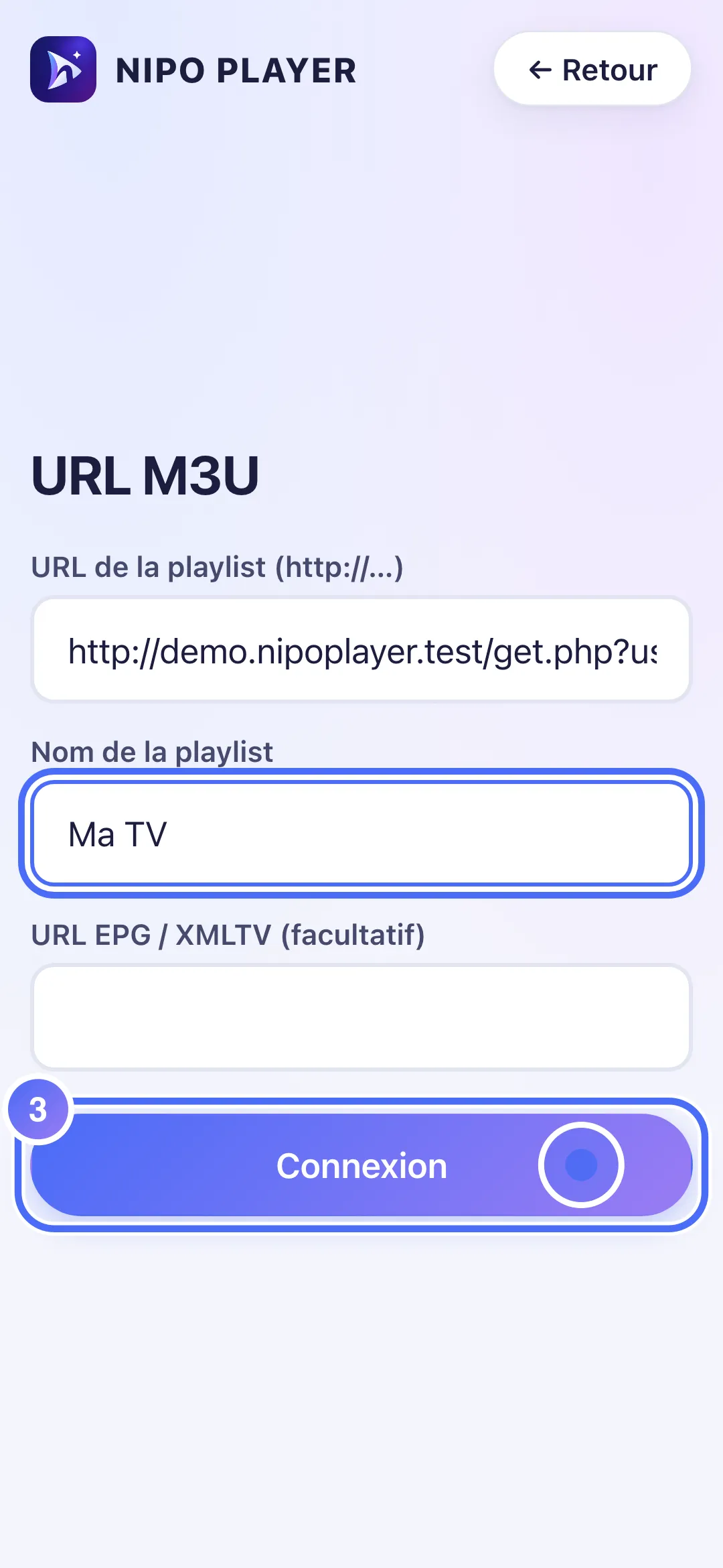 Bouton Connexion en bas du formulaire