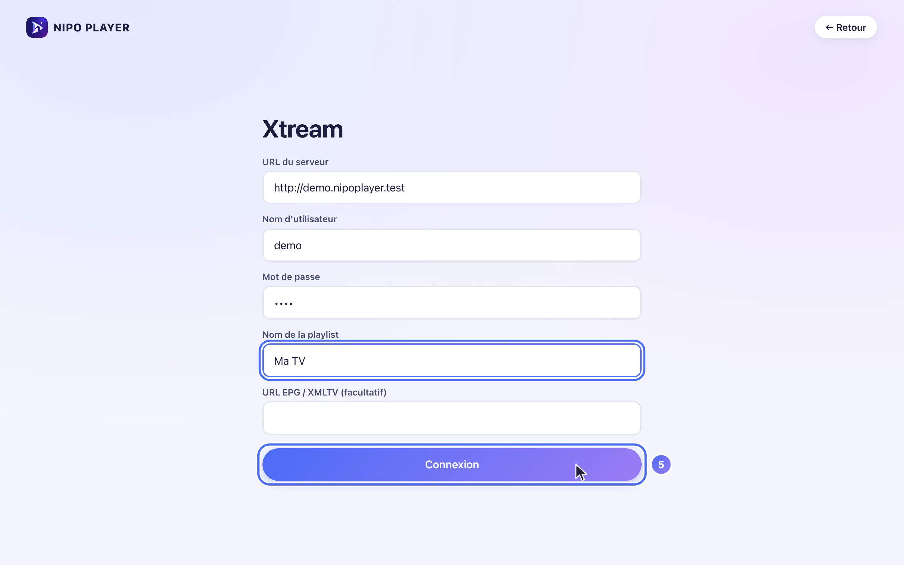 Bouton Connexion en bas du formulaire