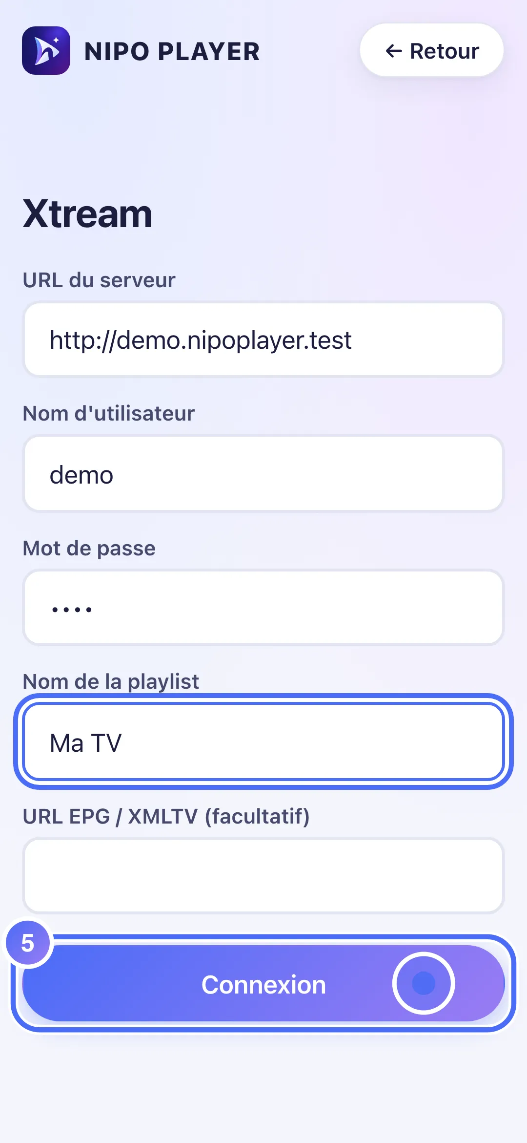 Bouton Connexion en bas du formulaire