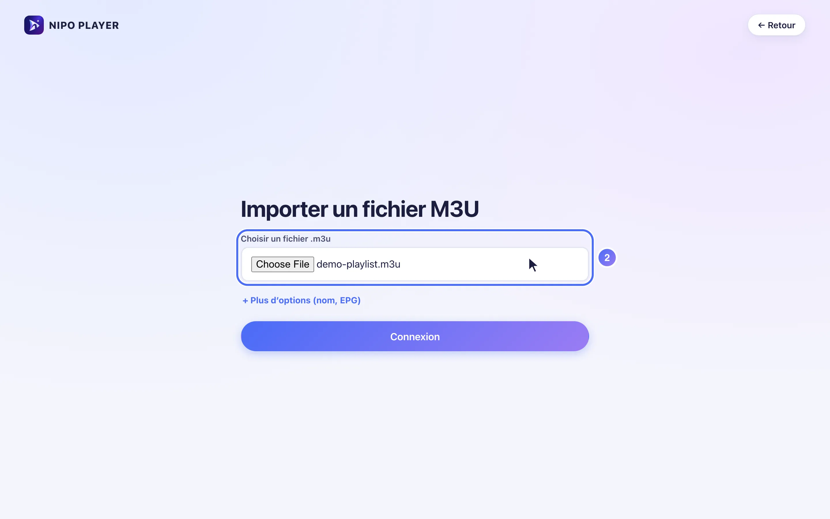 Sélecteur de fichier avec un fichier .m3u choisi