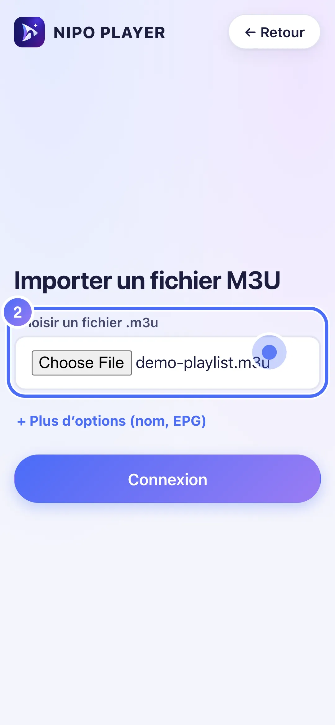 Sélecteur de fichier avec un fichier .m3u choisi