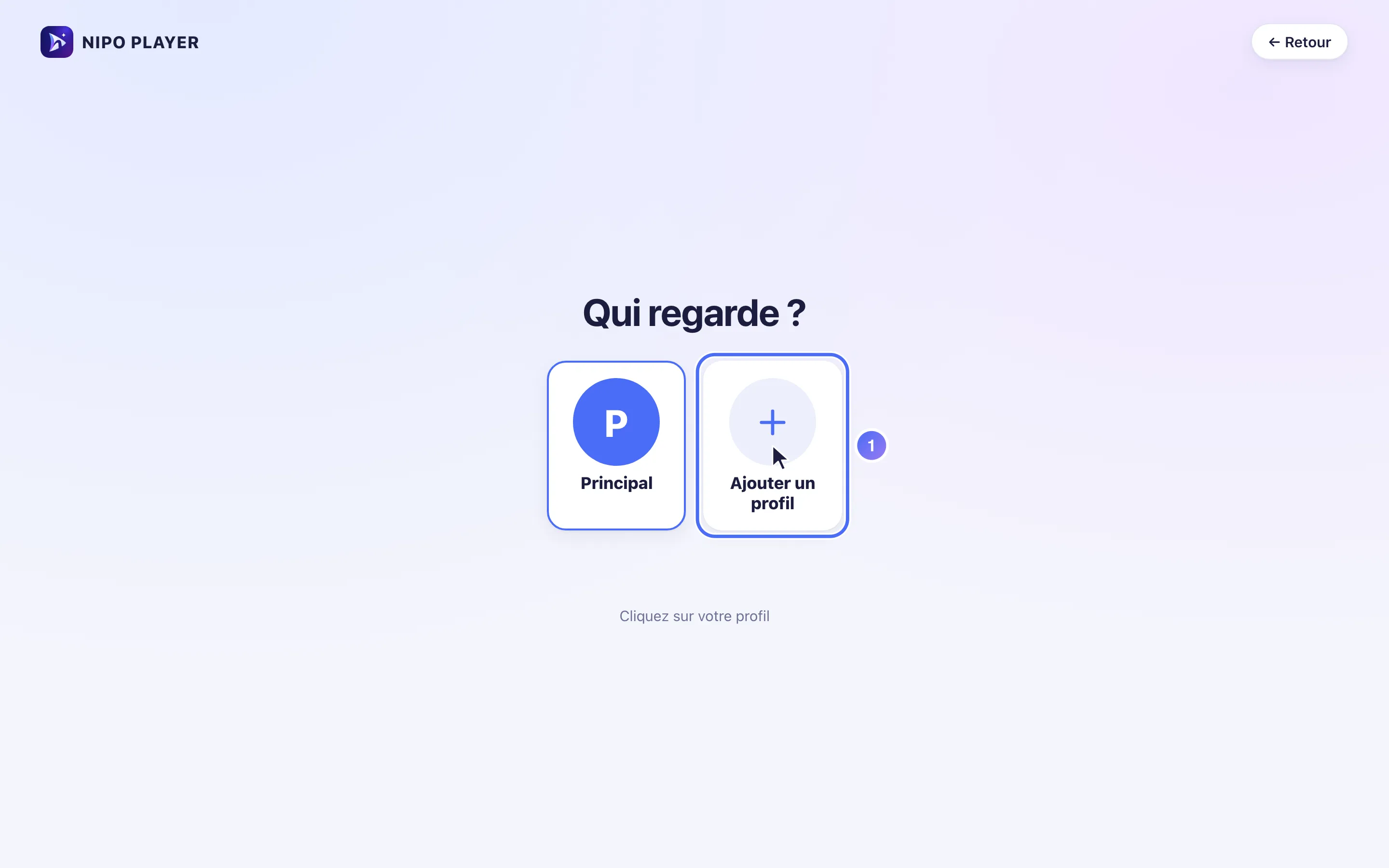 Écran Qui regarde ?, la tuile Ajouter un profil