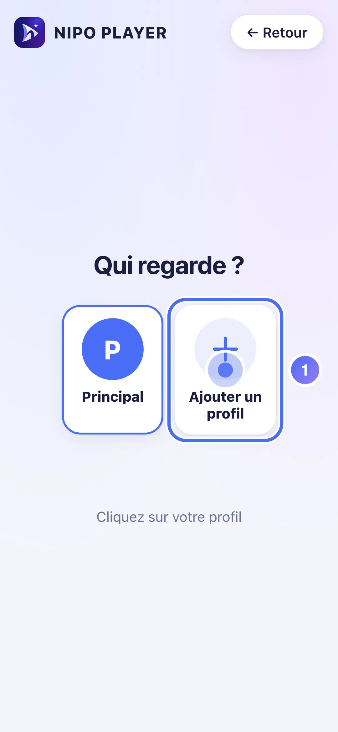 Écran Qui regarde ?, la tuile Ajouter un profil
