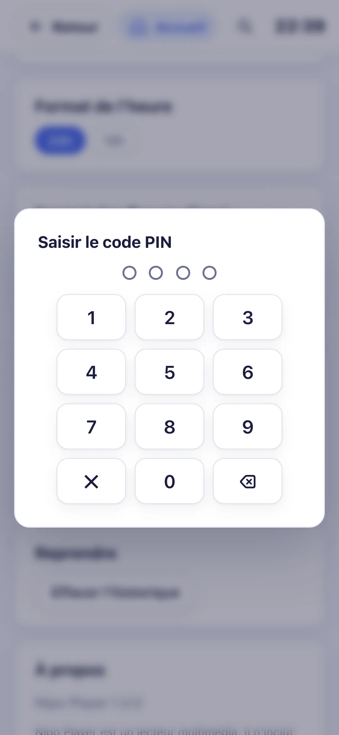 Clavier de saisie du code PIN