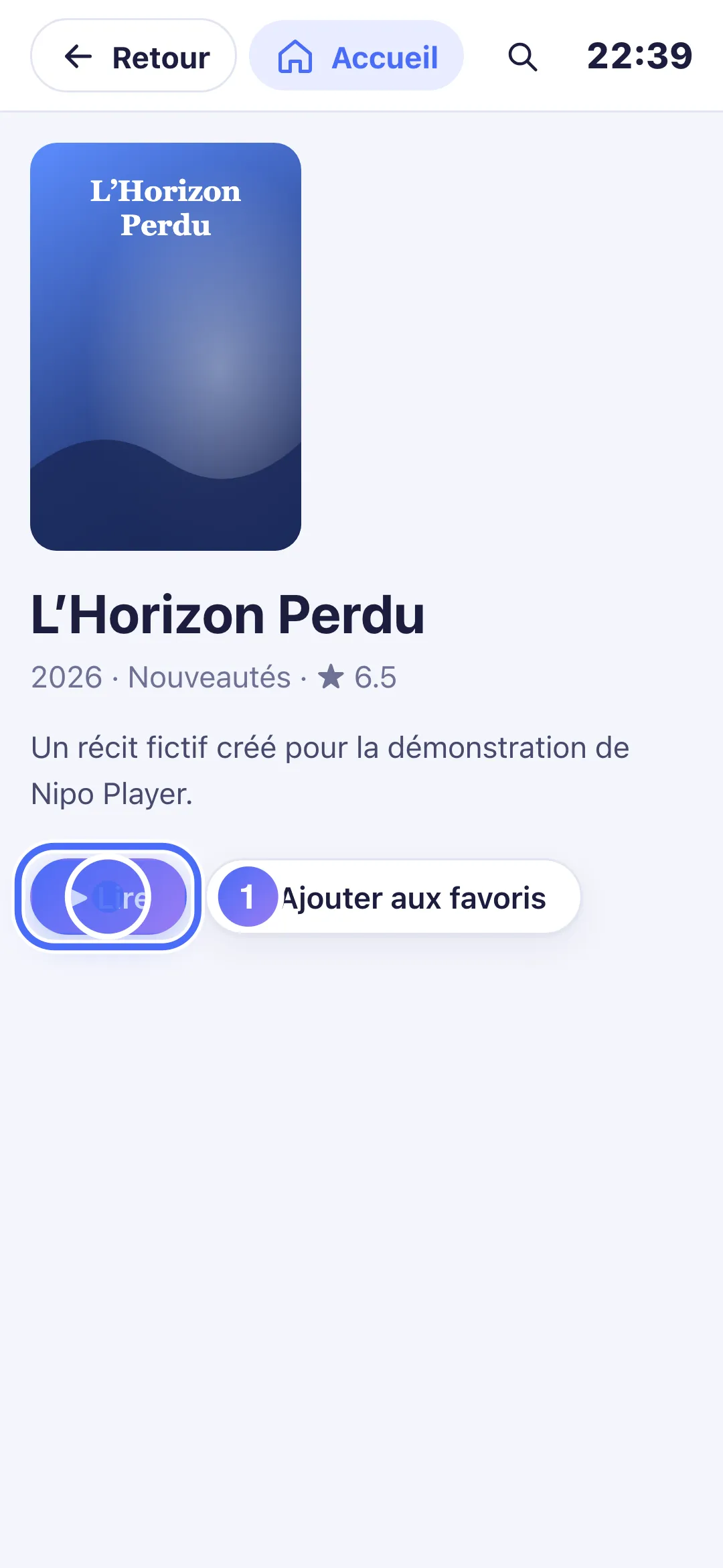 Fiche d’un film avec le bouton Lire