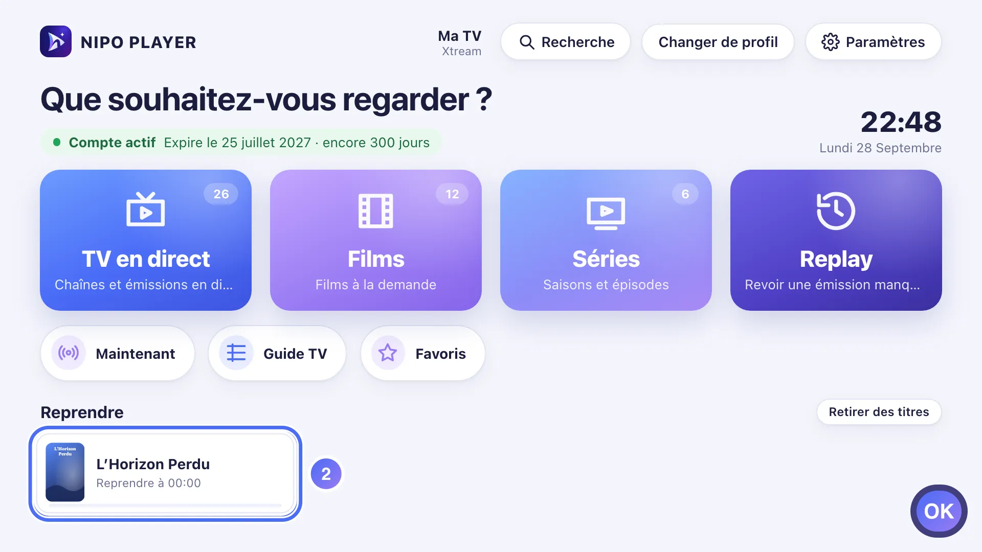 Rangée Reprendre, le premier titre est sélectionné
