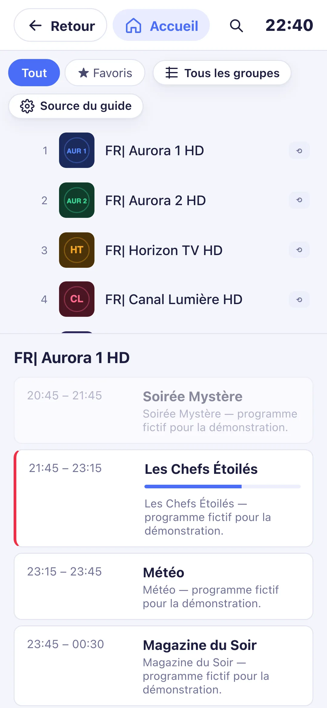 Guide TV sur téléphone : liste des chaînes et programmes