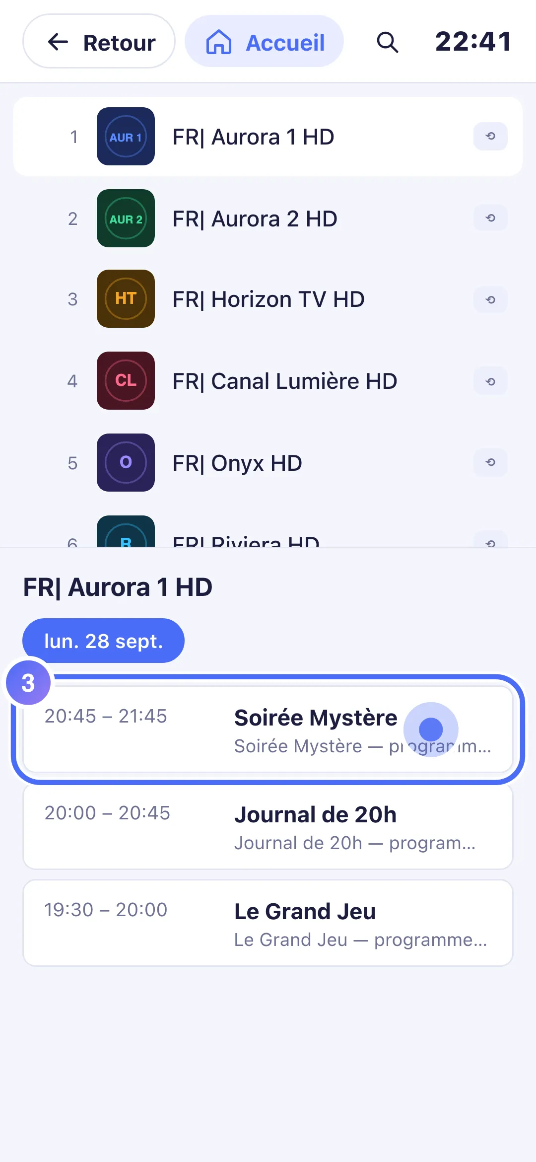 Liste des programmes passés d’une chaîne